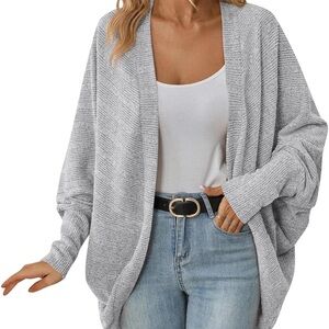 Gray batwing sleeve shawl cardigan size Small